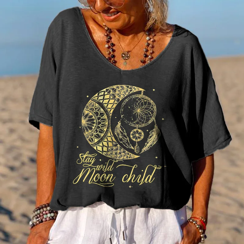 Stay Wild Moon Child Printed Hippie T-shirt