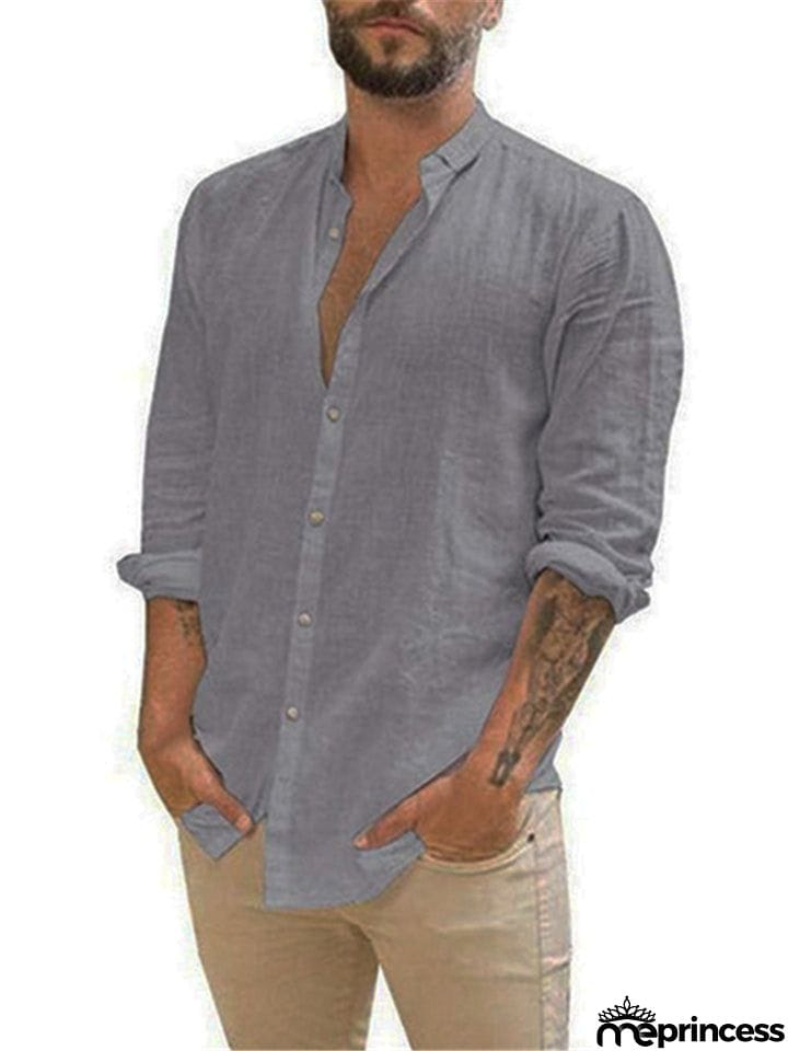 Button Up Black Long Sleeve Shirt Mens
