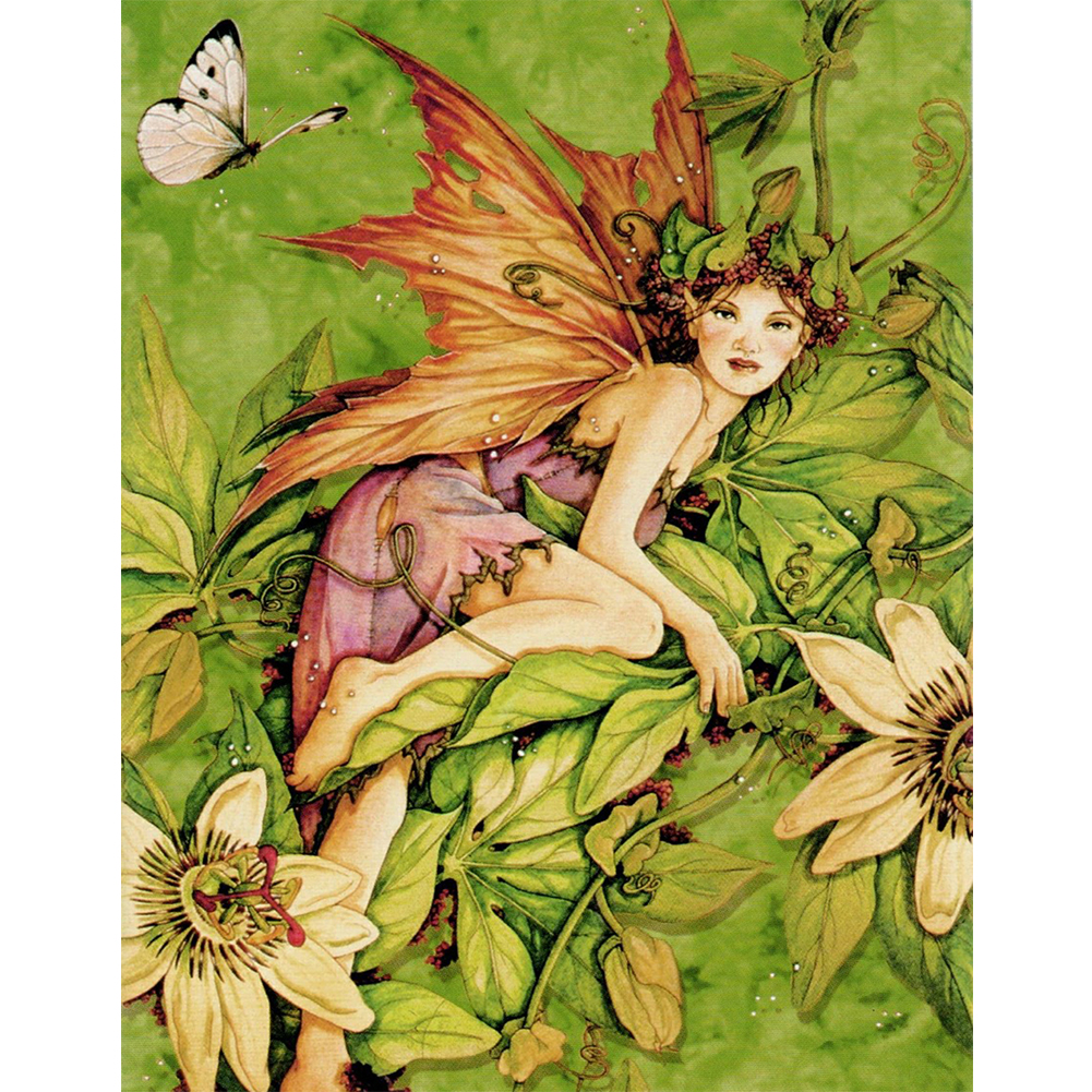 

40*50CM-Leaves Fairy-Round Drill Diamond Painting, 501 Original