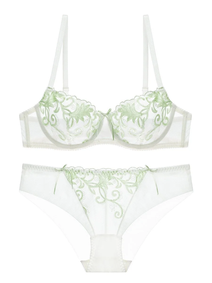 French ultra-thin sexy embroidered women's bra set