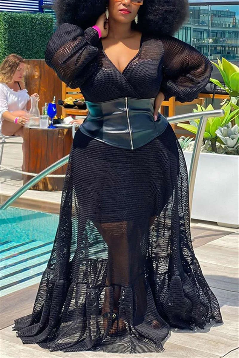 Sexy See-Through Plus Size Dress (Without Lining)