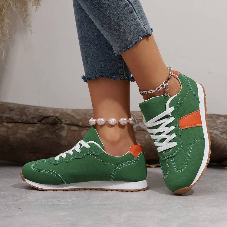 Fashion casual temperament flat lace color matching casual shoes women  1688 Stunahome.com