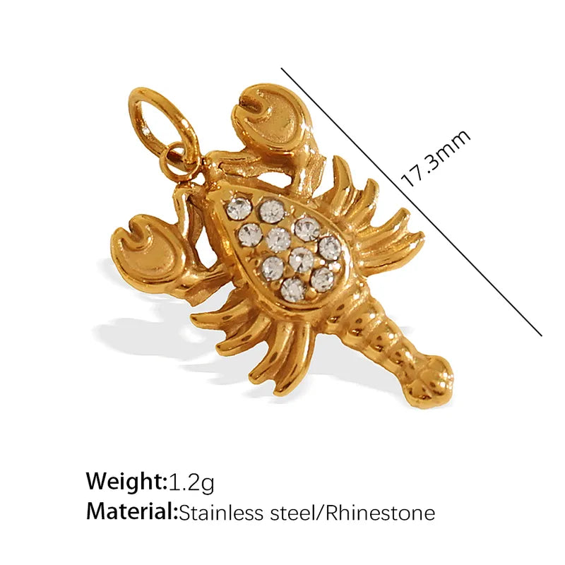 1 Piece 14.2*9.3mm 304 Stainless Steel Artificial Rhinestones 18K Gold Plated Moon Heart Shape Horseshoe Pendant Jewelry Accessories