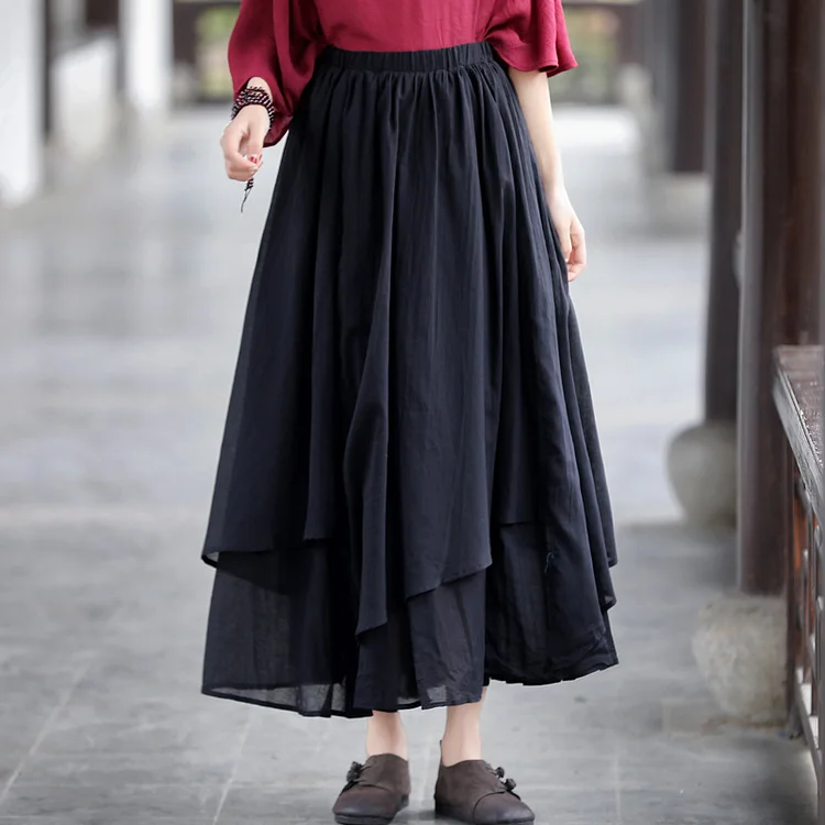 Original Cotton Linen High Waist Skirt