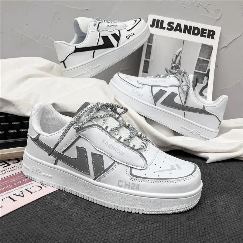2021 Unisex New Trendy Sports Casual White Shoes Women Non Slip Low-top Sneakers Men Fashion Breathable Stenis Reflective Shoes