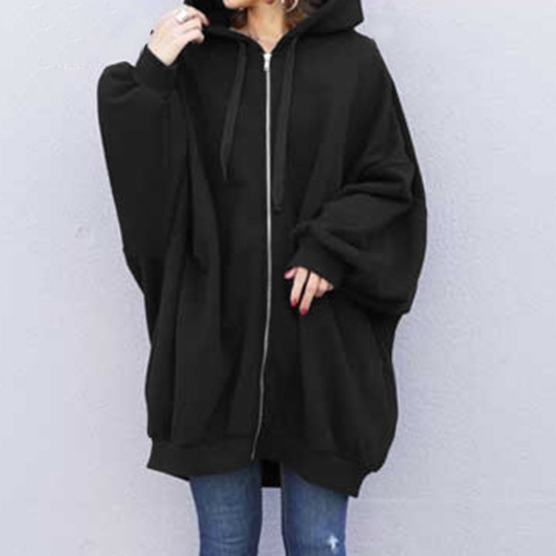 Casual Solid Color Zipper Hooded Sweatshirt