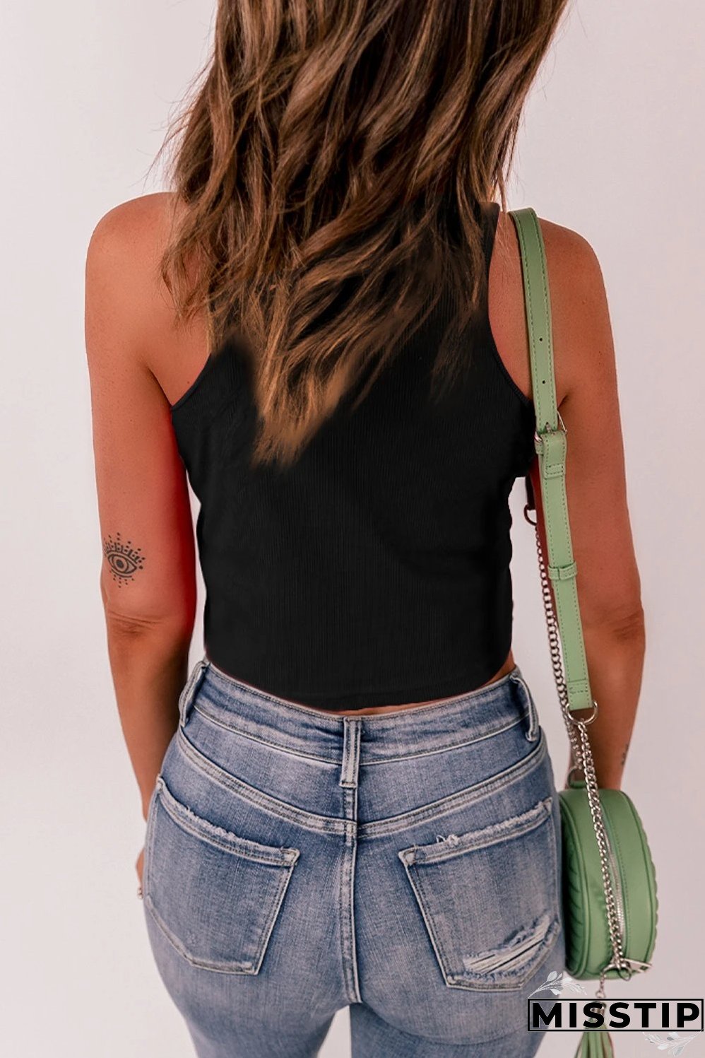 Ribbed Knit Basic Cropped Tank Top