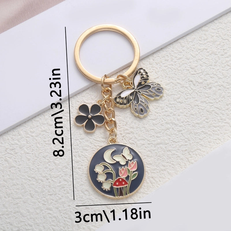 Sweet Flower Butterfly Alloy Enamel Keychain
