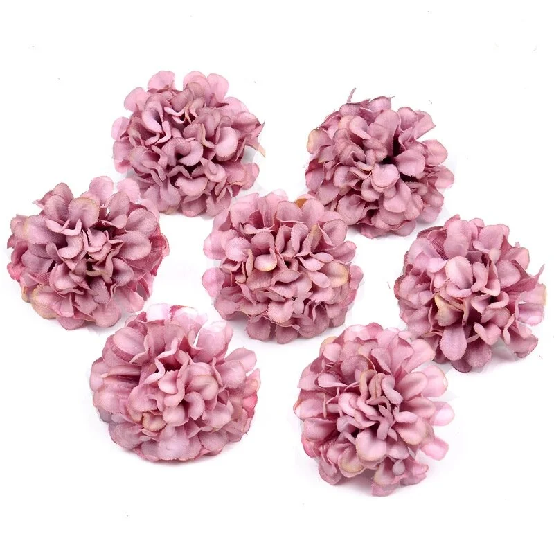 50pcs/lot Mini Artificial Flower Silk Hydrangea Head For Wedding Decoration DIY Wreath Scrapbooking Craft Cheap Fake Flowers