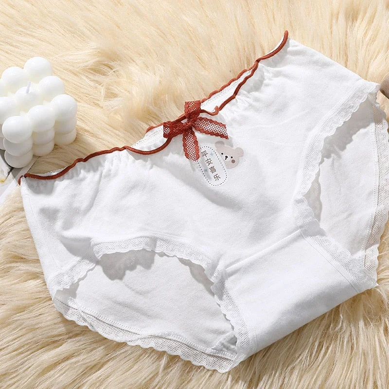 PCS / M-XL Cotton Panties Women's Underwear Panty Lovely Girl Dot Underpants Waist Seamless Comfort Briefs Female Lingerie