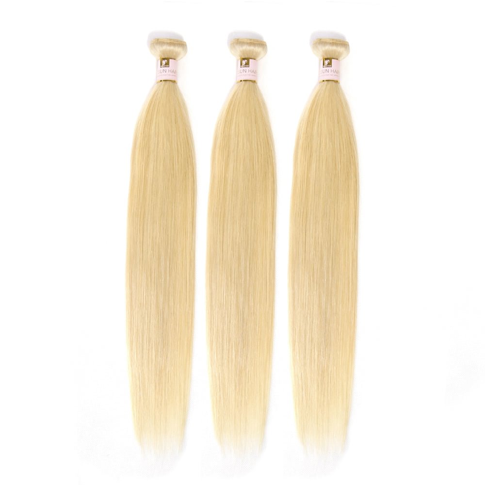 Peruvian Hair Blonde 613 Human Hair Bundles Virgin Hair 613 3 Bundles Straight Hair Weaves Double Weft Bundles Zaesvini