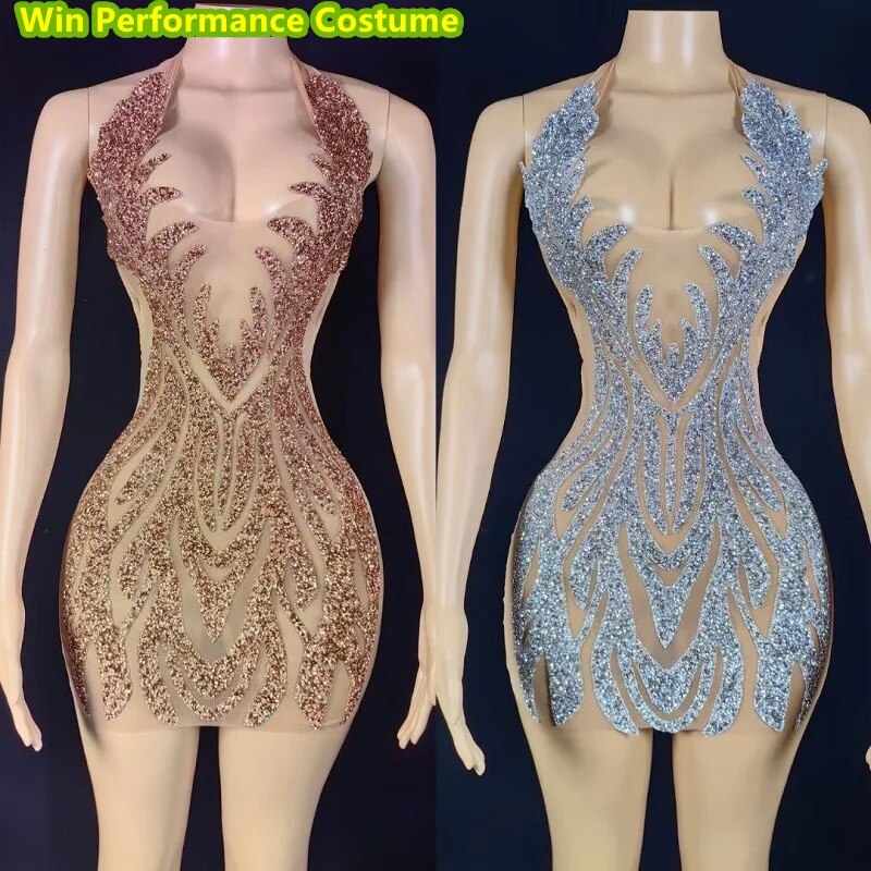 VCSHOES Antelope Heavy Industry Silver Sequins Shiny Diamond Flower Shiny Pure Beads Dress Performance Costume