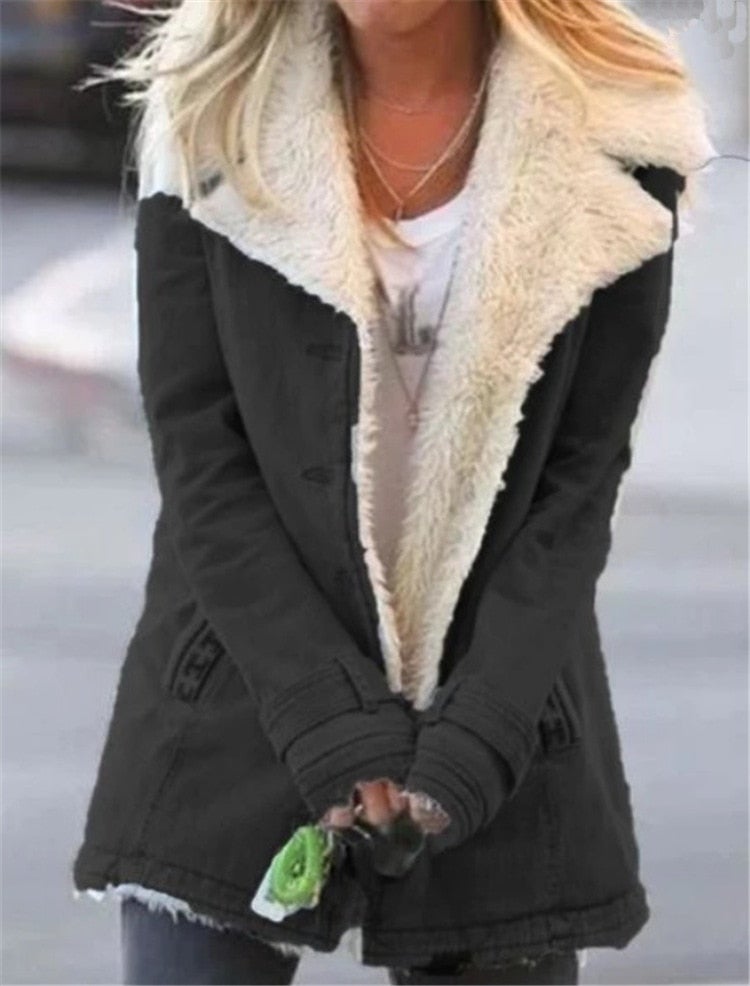  thdmladies Plush Thickened Warm Cotton Coat Women's Coat thedmladies