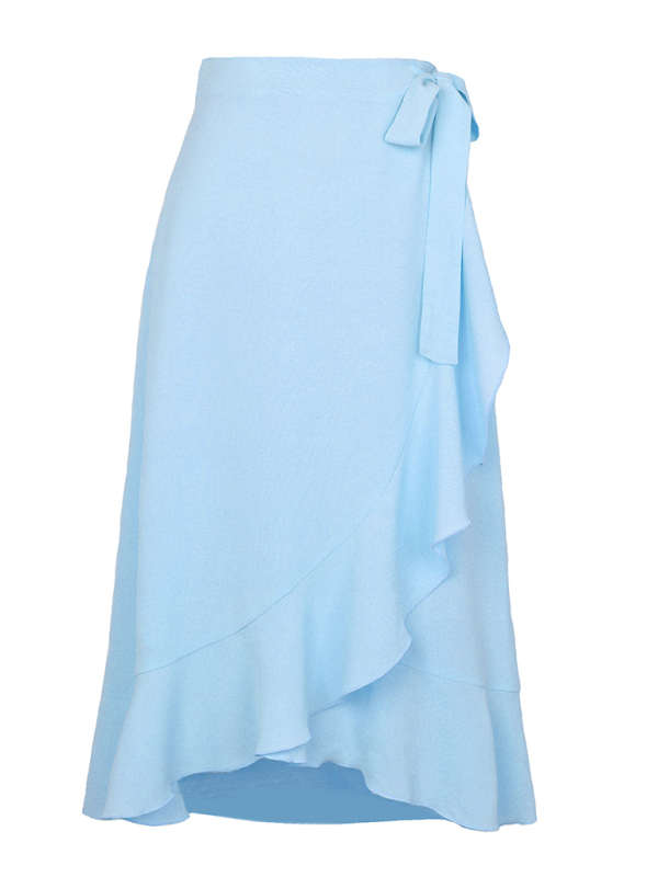 Mature Women’s Ruffled Asymmetrical Wrap Skirt