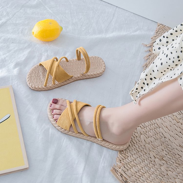 2022 Summer Shoes Woman Sandals Flat Sandalias Mujer Thin Strips Gladiator Beach Sandals Ladies Flip Flops Slides