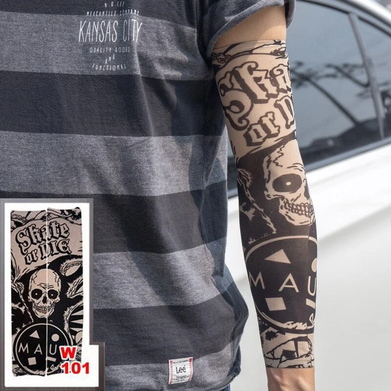 1pc hot sale tattoo sleeve styles elastic Fake 100%nylon Arm stocking beloved girl Buddha Wolf Dragon design halloween cool men