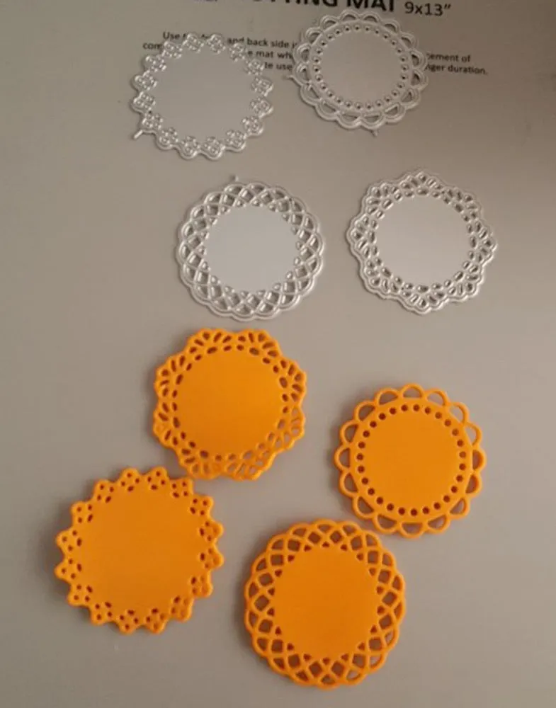 4 lace edge metal cutting Die mold circular frame for scrapbook photo album decoration carving handmade paper card