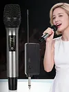 Wireless Microphone For Singing with Rechargeable Receiver Metal Cordless Handheld Mic for Home Karaoke Meeting Party Church Wedding KTV