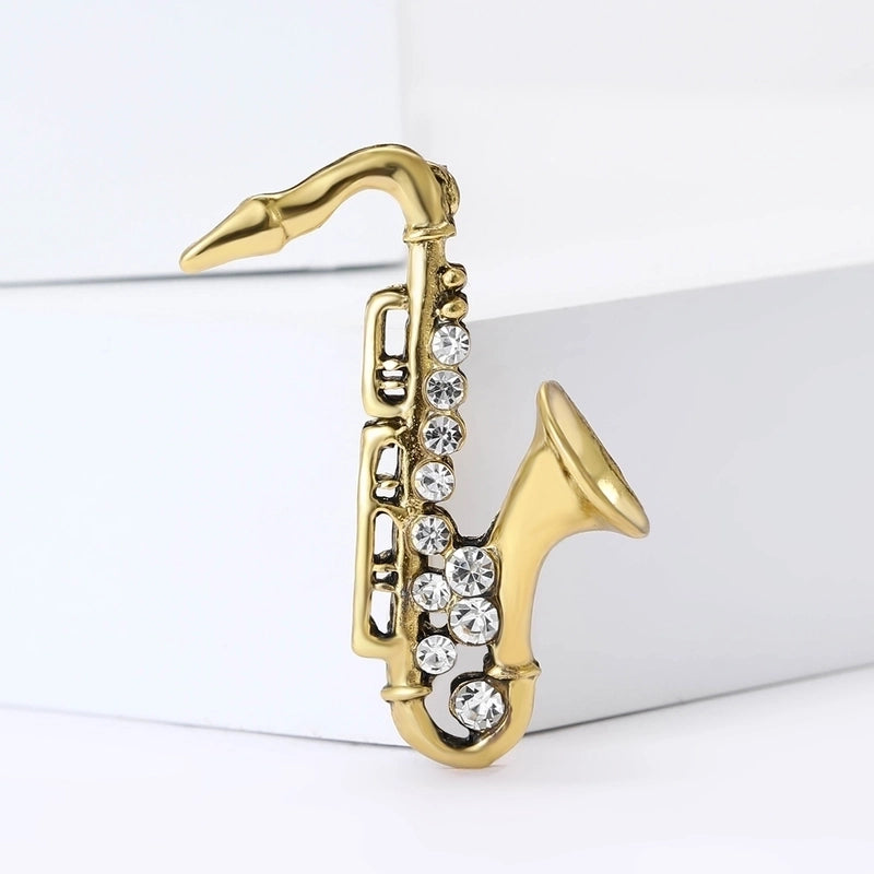 IG Style Pin Saxophone Alloy Inlay Rhinestones Unisex Brooches
