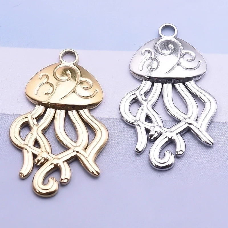 1 Piece 20 * 33mm Hole 2~2.9mm 304 Stainless Steel 18K Gold Plated Jellyfish Polished Pendant