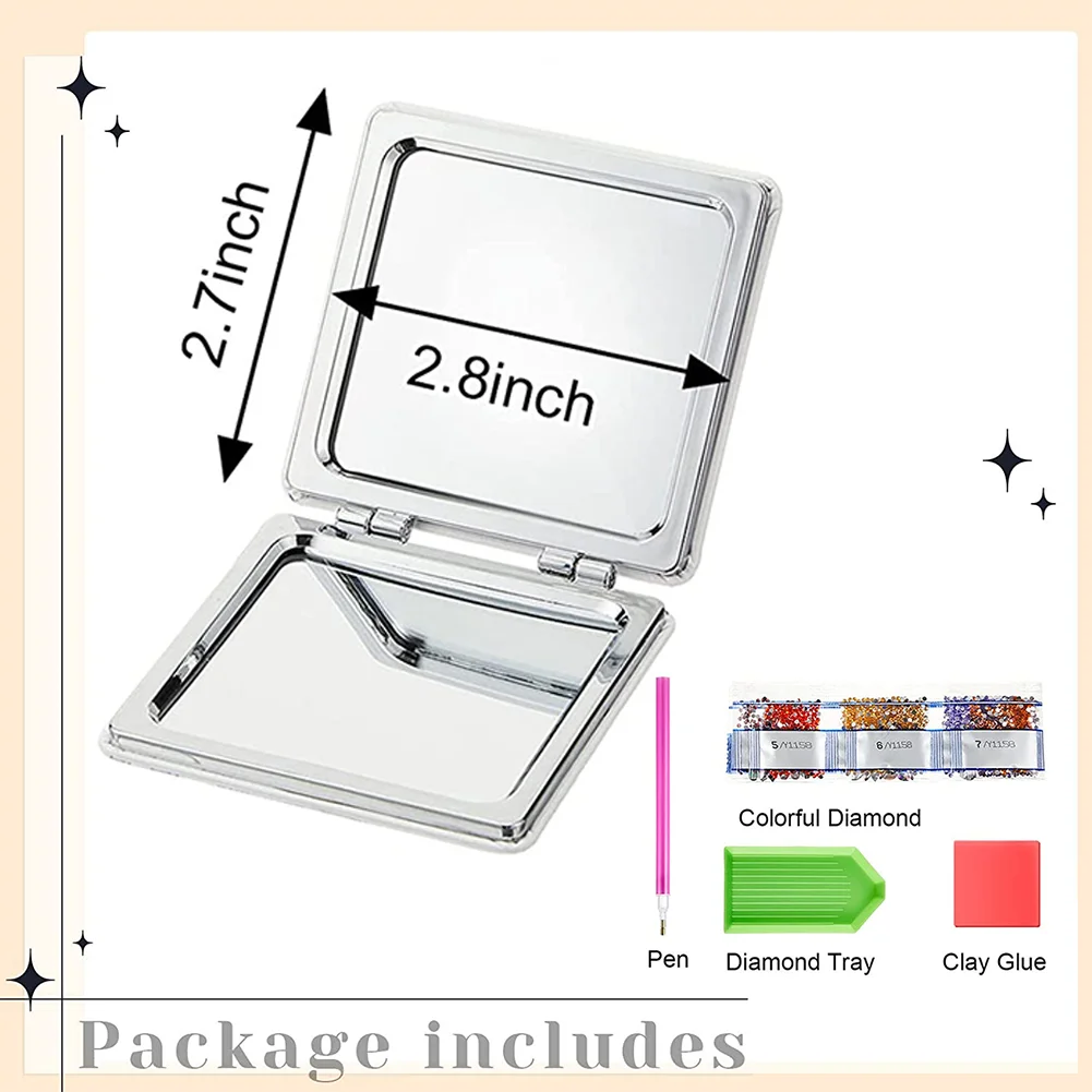 DIY Diamond Painting Makeup Mirror Mandala Pattern Portable Pocket Mirror