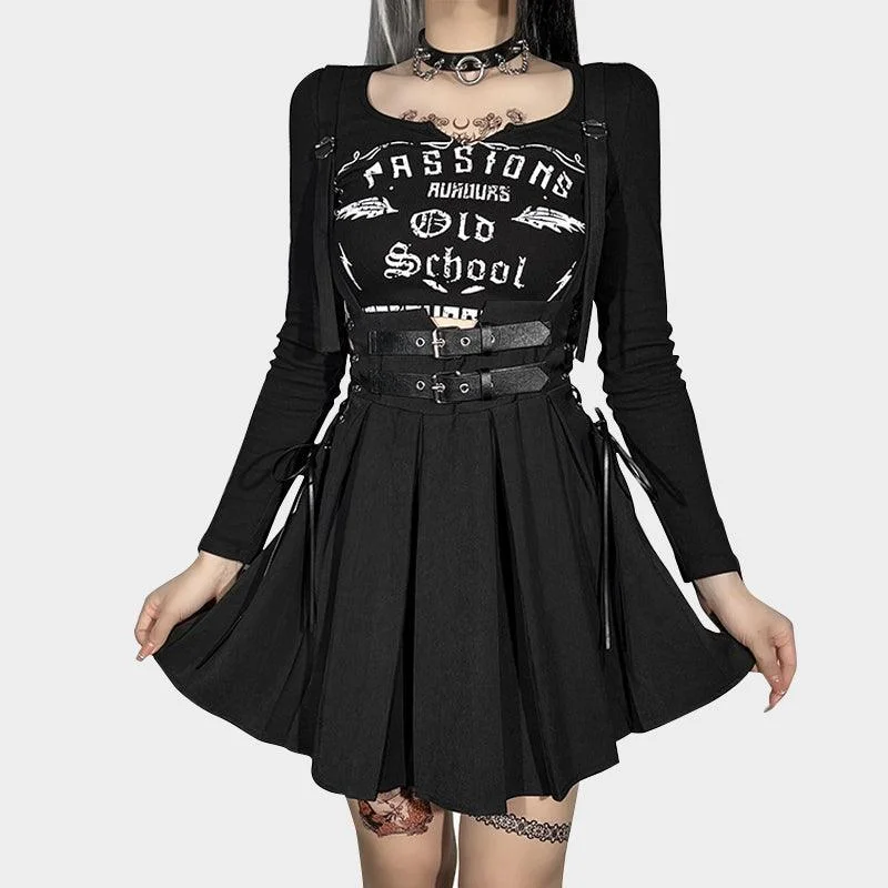 Dark Wind High-waisted Tied Pleated Skirt