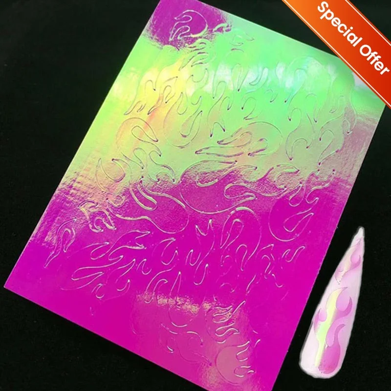 1PC Black Rose Flower Leaves 3D Nail Stickers Colorful Lines Waves Alphabet Sticker Slider Nail Art Decoration For Manicuring