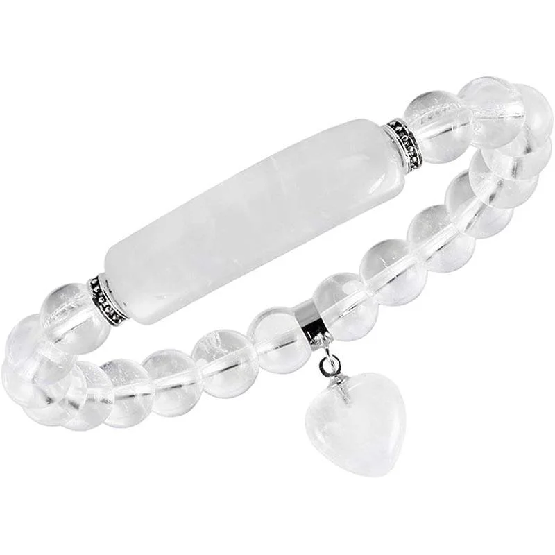 Natural Quartz Love Heart Healing Beads Bracelet