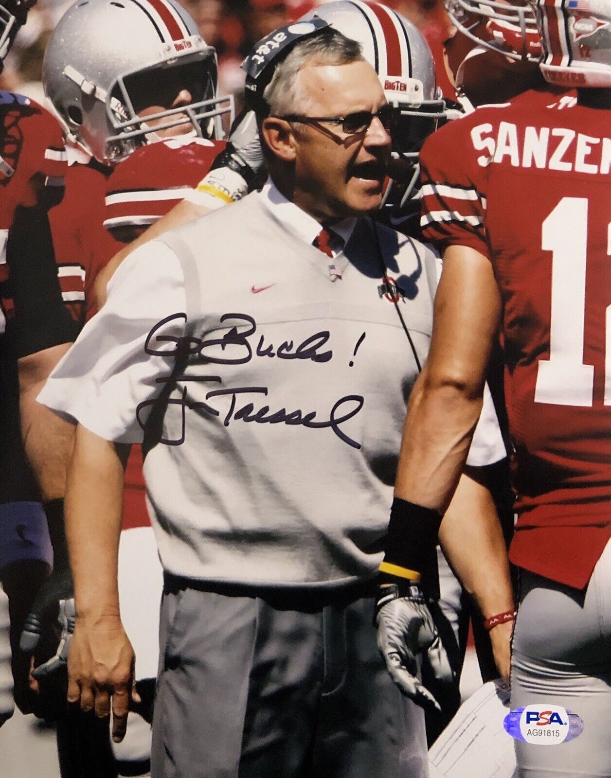 Jim Tressel Signed Autographed Ohio State Buckeyes 8x10 Photo Poster painting Psa/Dna