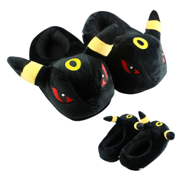 Pokemon plush Slippers black Eevee soft toy shoes indoor-Pajamasbuy