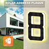 LED Illuminated Modern Address Sign Waterproof Personalized Solar Powered Address Number Dusk To Dawn Adhesive Or Screw Mount for Outside House Light Up Courtyard Hotel Bar