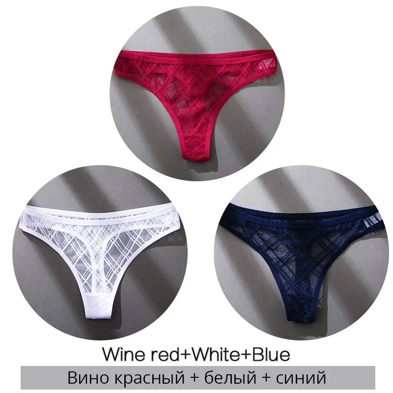 FINETOO Sexy Thongs Panties Women M-XL Transparent Lattice Underwear Ladies Lace G-string Underpants Female Thong Lingerie 2021