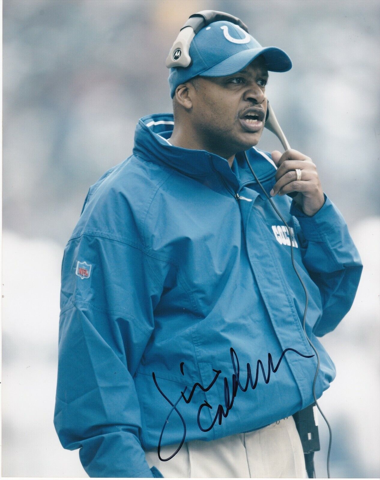 JIM CALDWELL INDIANAPOLIS COLTS ACTION SIGNED 8x10