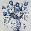 Blue And White Porcelain Flowers - 11CT Counted Cross Stitch - 45*45cm - Flower