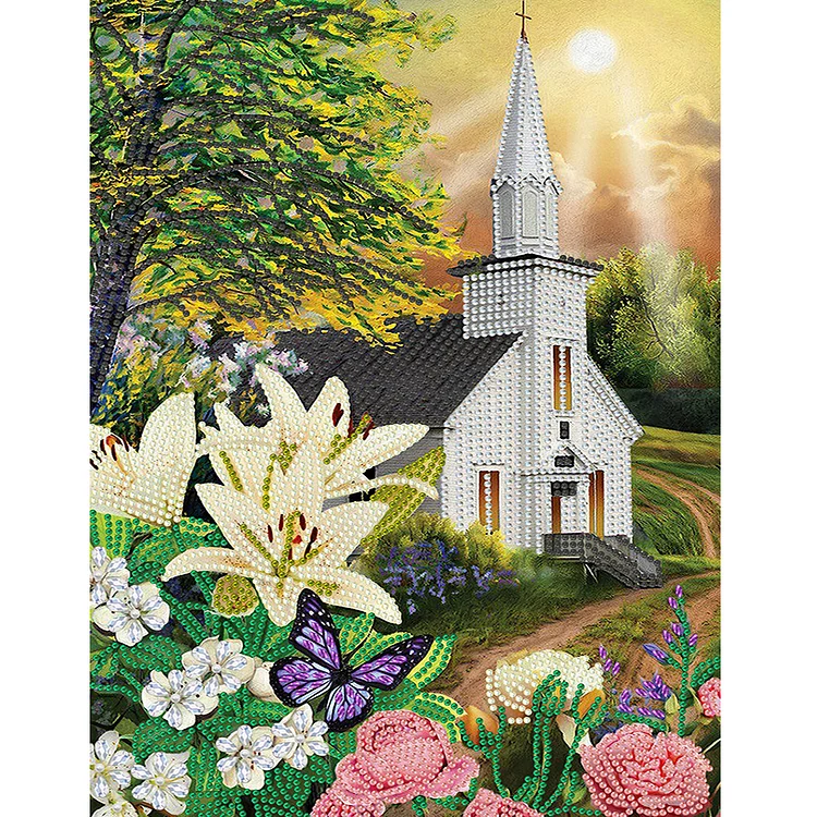 Partial Drills Special-shaped Drill Diamond Painting - Church - 30*40cm