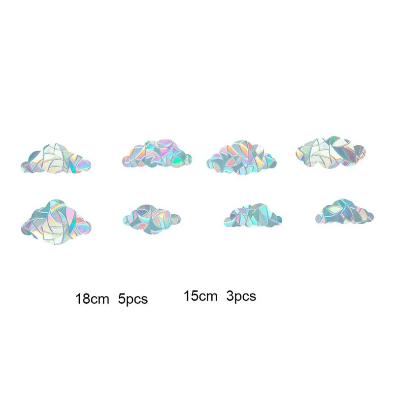 9pcs Electrostatic Glass Stickers Cat Hummingbird Trumpet Rainbow Prism PVC Glue-free Window Film Removable Glass Window Grilles