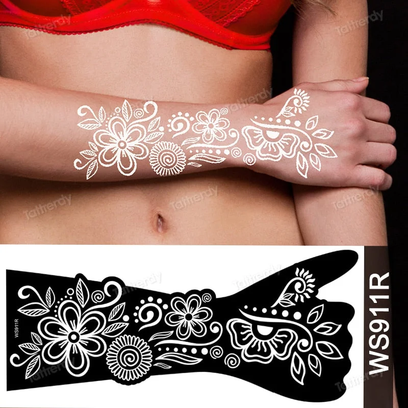 1 Sheet Flower Lace Henna Stencil Body Art Temporary Tattoo Sticker Airbrush Print Stencil Stamp Plates Template Mandala Wedding