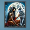 Diamond Painting-DIY Full Round Drill Girl Wolf(40*50CM)