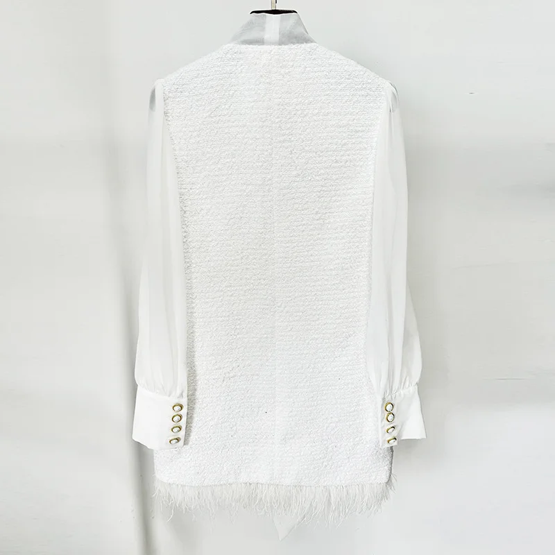 Nigikala Nigikala Autumn And Winter New Star Fashion Feathers Chiffon Splicing Coarse Flowers