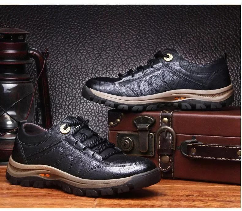 Pedaticvc Shose Men's Casual Hand Stitching Leather Arch Support Shoes