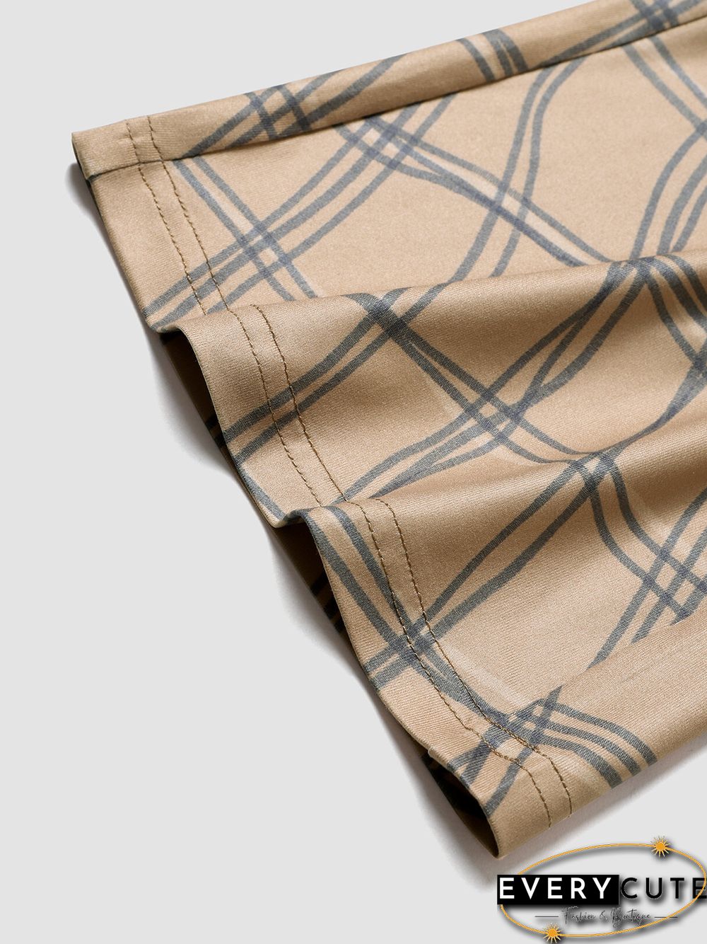 Check Print Tie Waist Hollow Bootcut Leg Pants