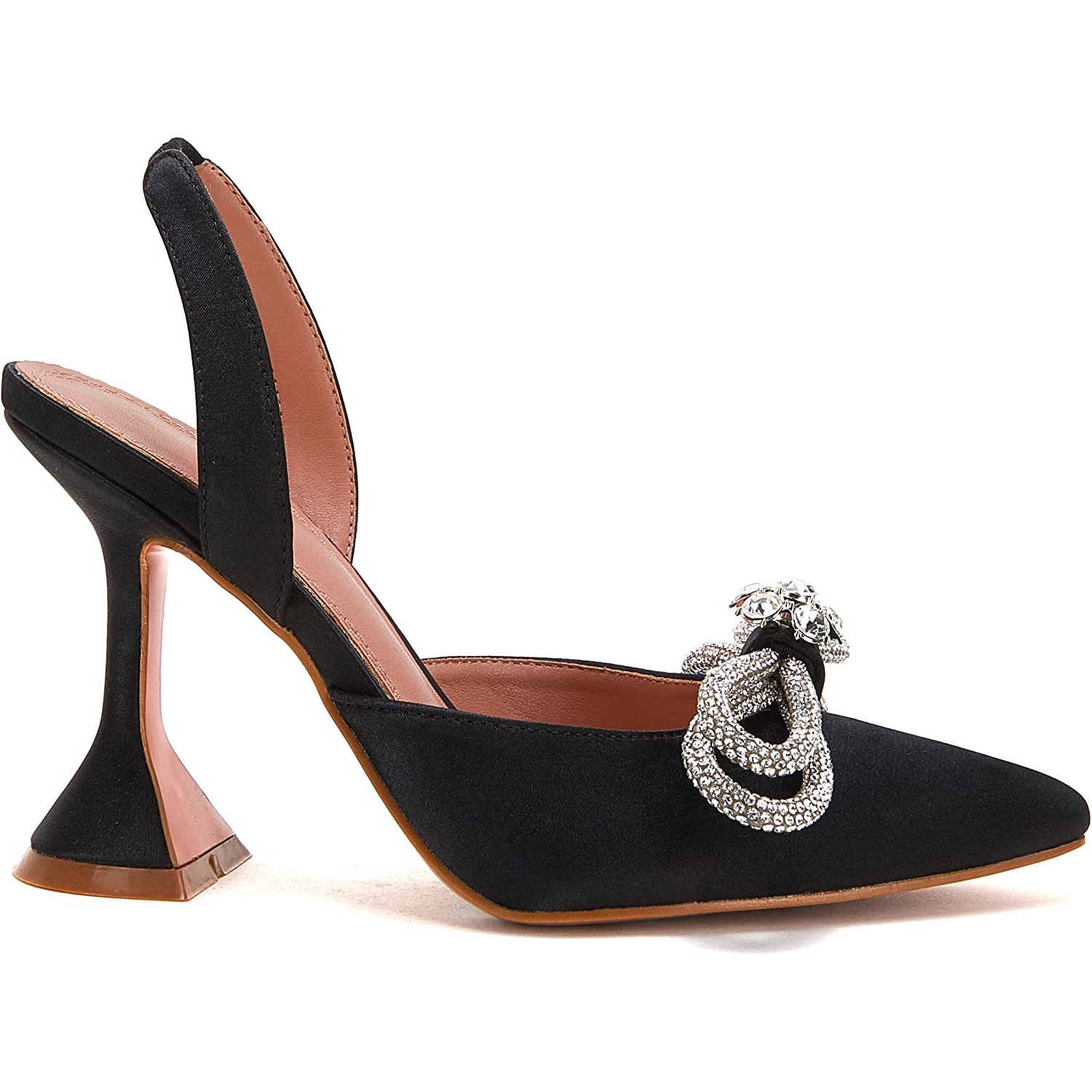 95mm Begum Crystal Bowknot Party Wedding Heels Slingback Women's Pumps-MERUMOTE