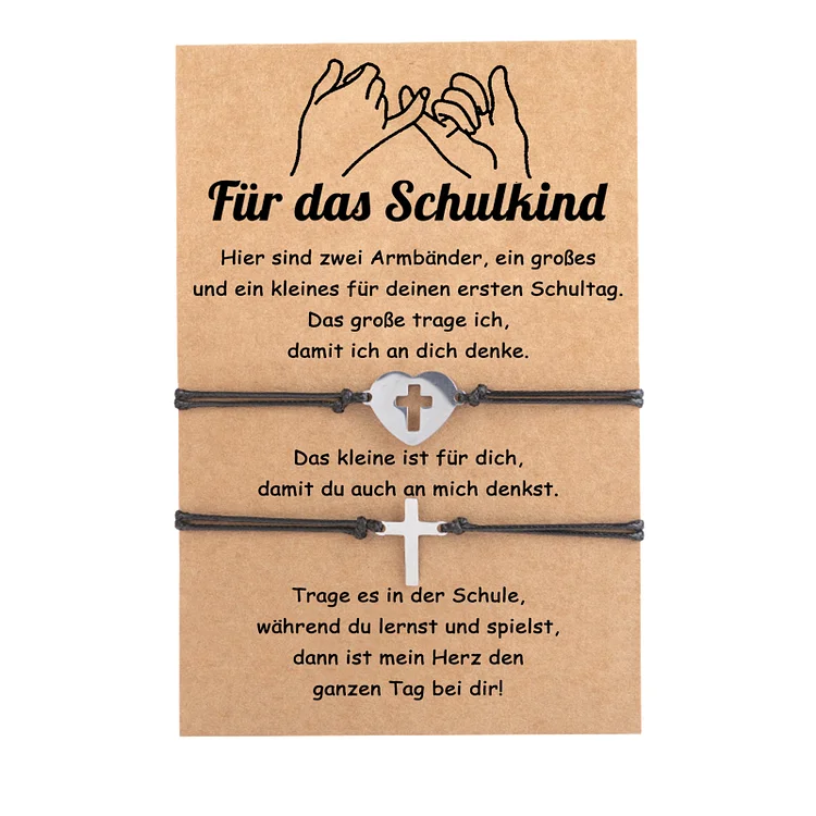 Kettenmachen Kreuz Armbänder Set- Für das Schulkind-Schulanfang Geschenk mit Nachrichtenkarte