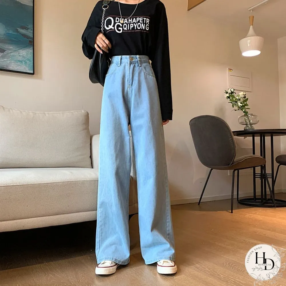 High waist blue jeans vintage streetwear quality fashion