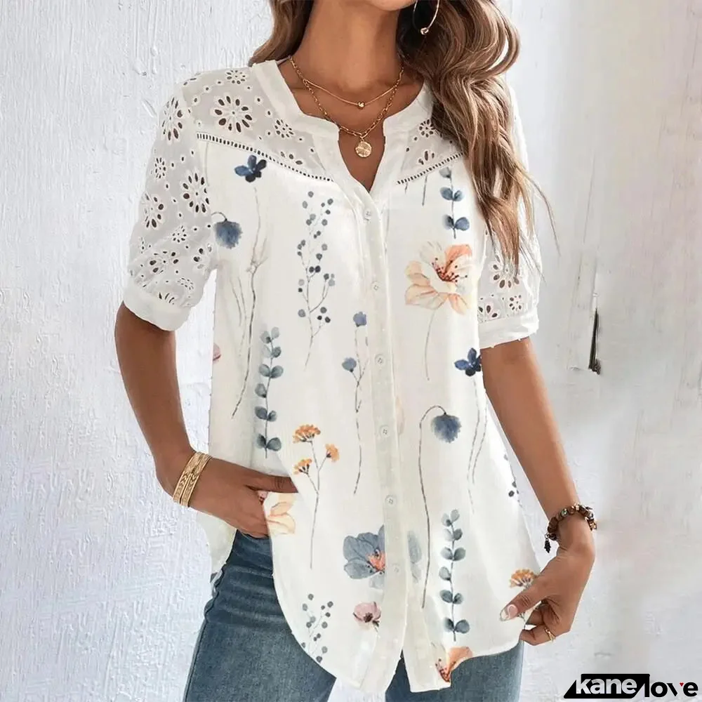 Short-sleeved lace blouse Carina