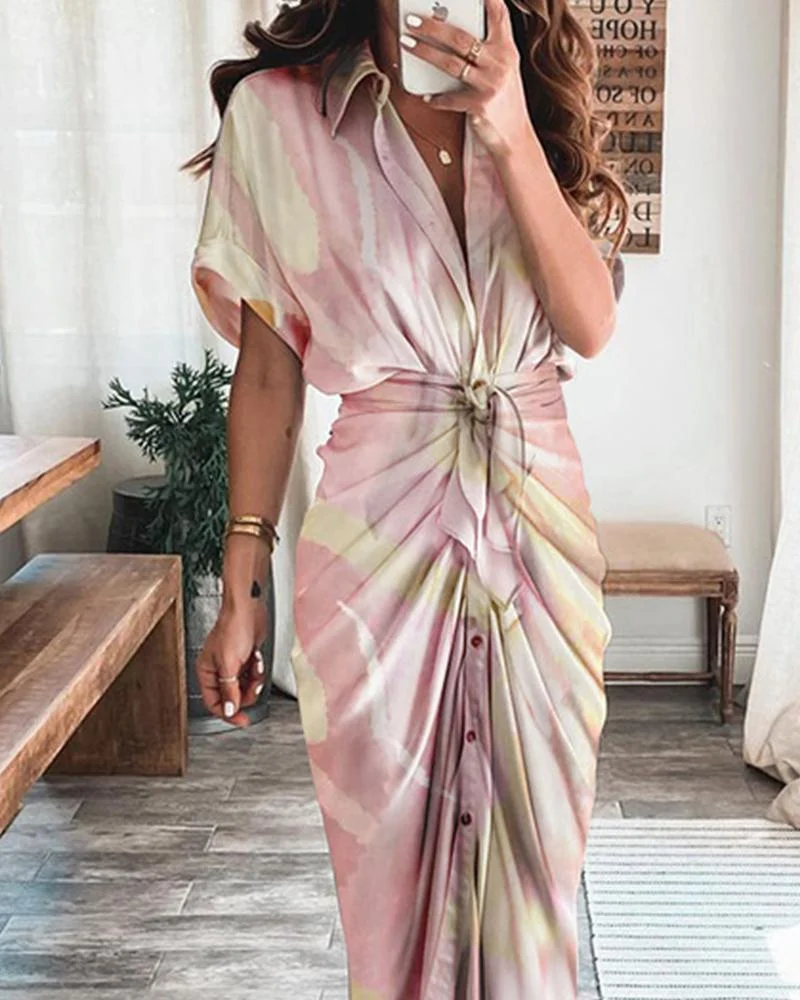 Commuter Fashion Printed Shirt Dress