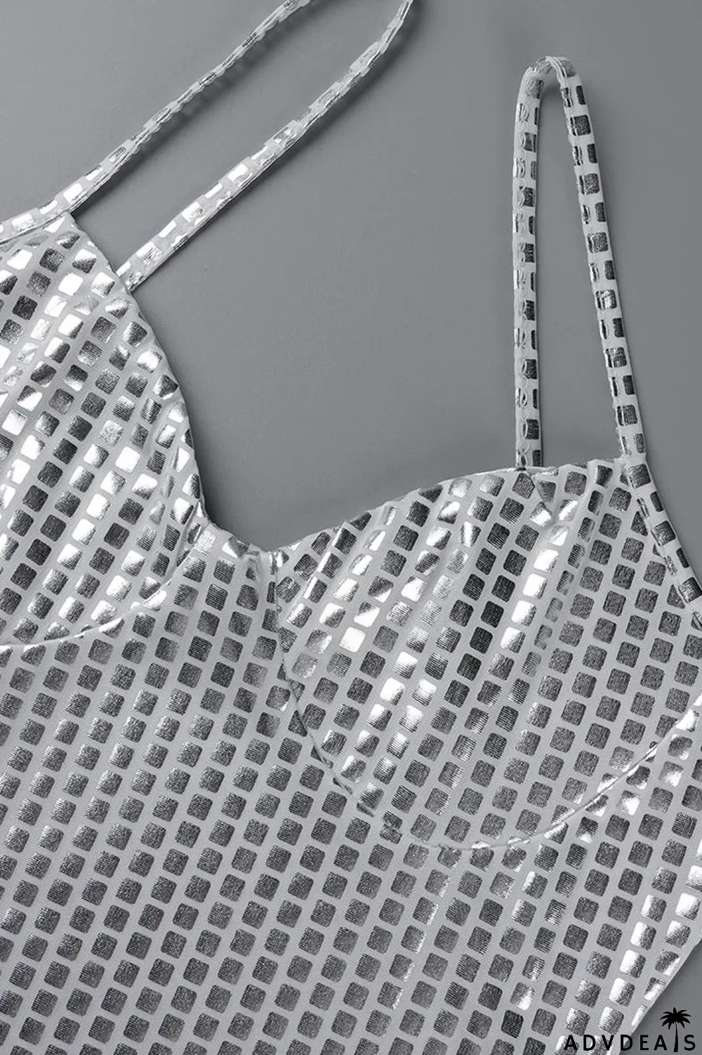 Khaki Sexy Backless Spaghetti Strap Sleeveless Club Dress For Vegas