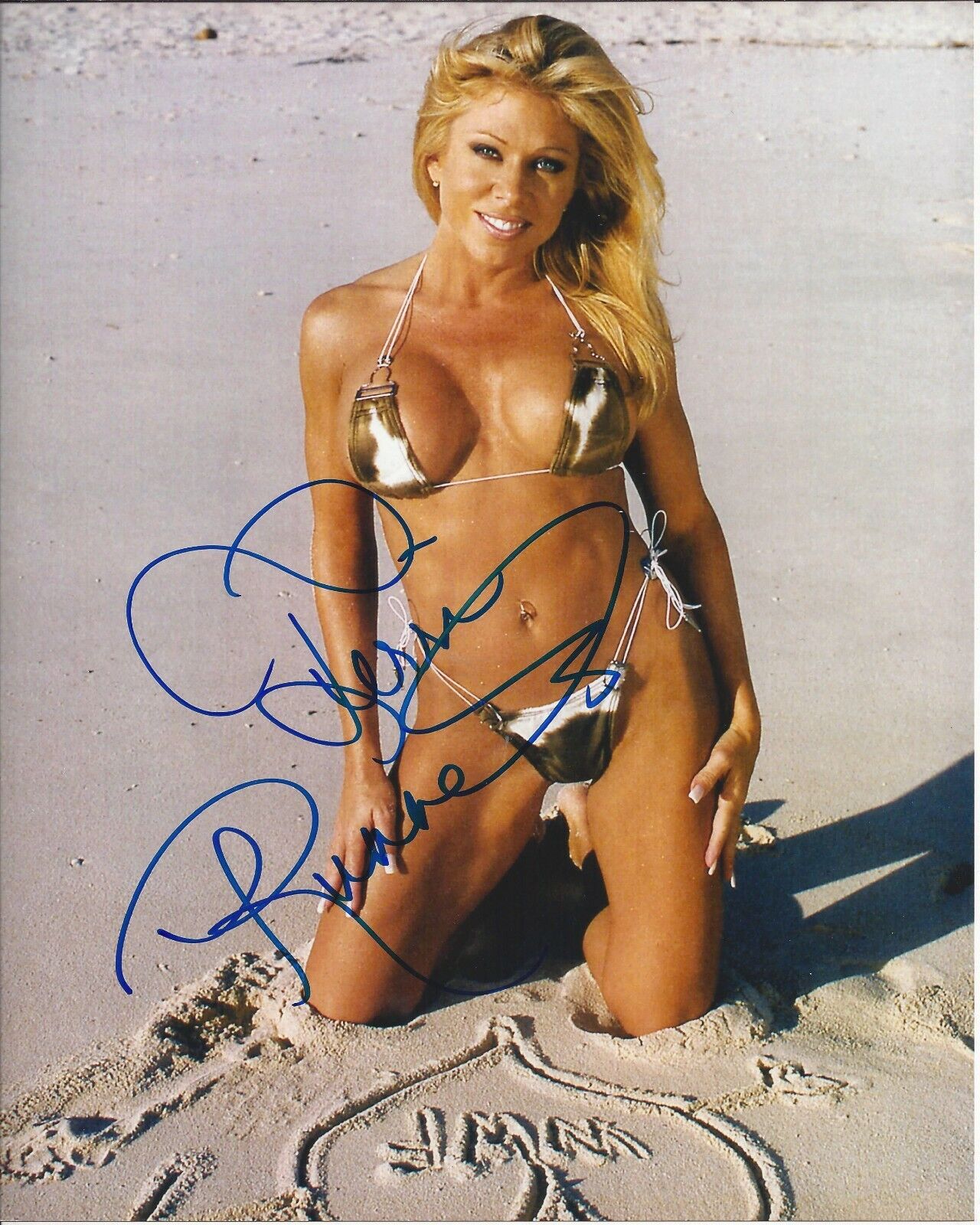 Terri Runnels autographed 8x10 WCW Sexy Hot WWE#3 Gold Bikini