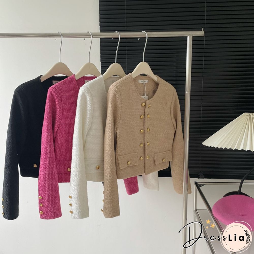 Double-breasted Gold Buckle Coats Women Fall Korean Fashion Temperament Jackets Female Elegant Outwear Mujer