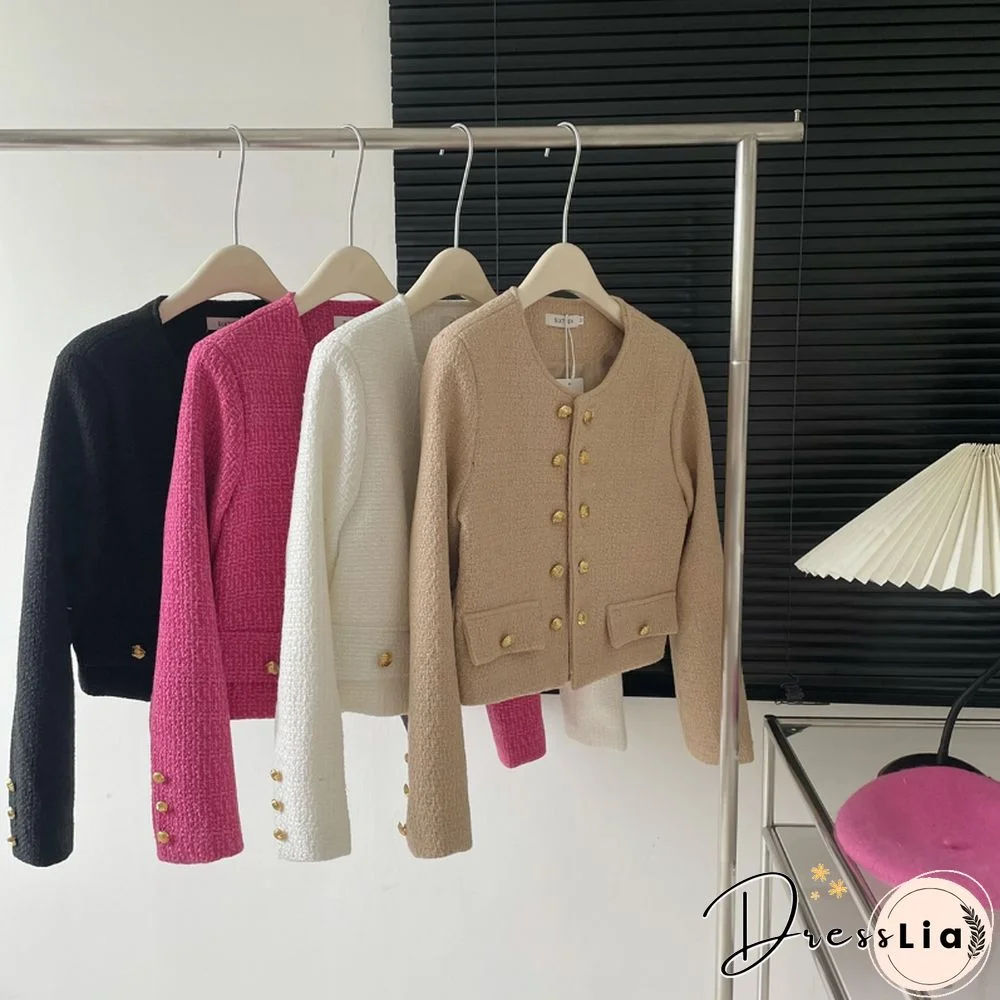 Double-breasted Gold Buckle Coats Women Fall Korean Fashion Temperament Jackets Female Elegant Outwear Mujer